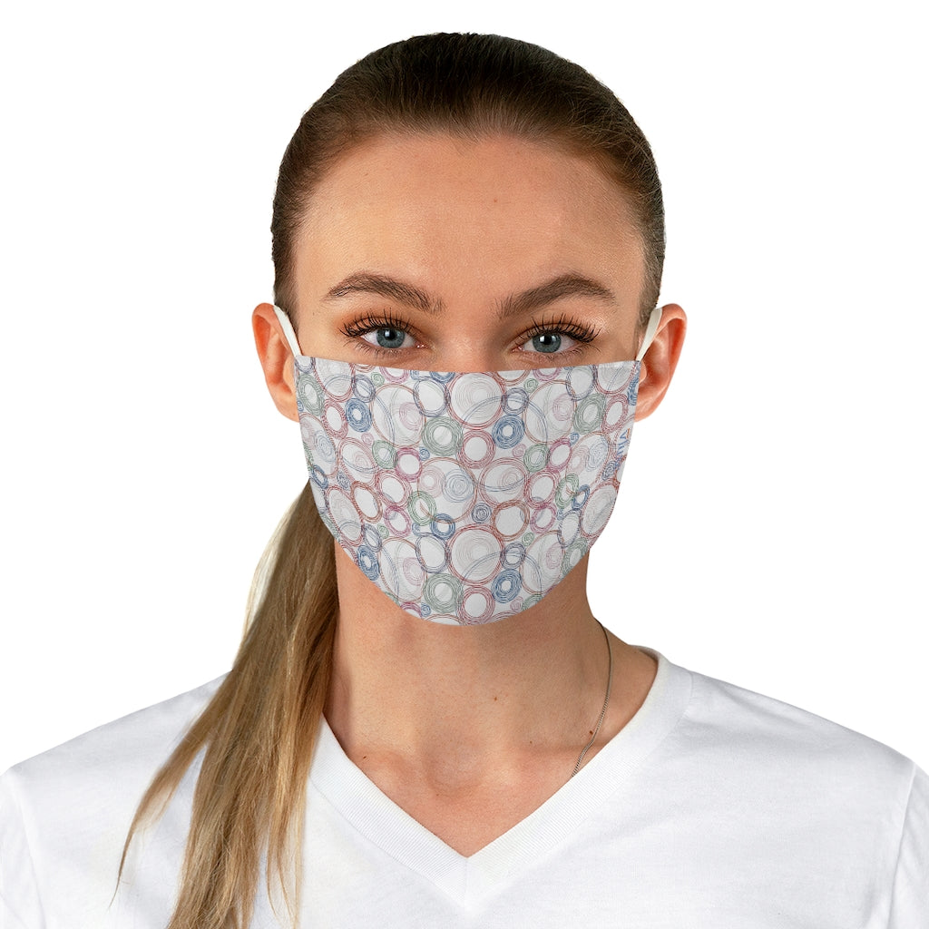 Spinning Planets White Double Layer Fabric Face Mask from Vluxe by Lucky Nahum