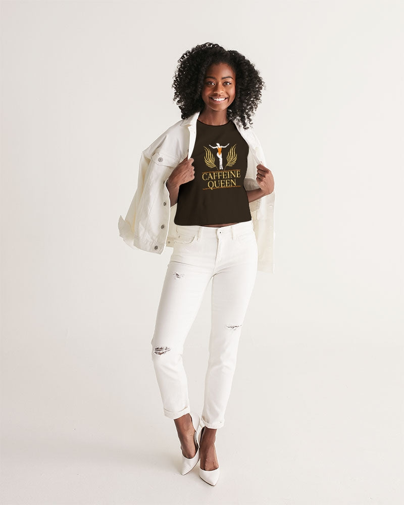 Caffeine Queen Black Women's Cropped Tank