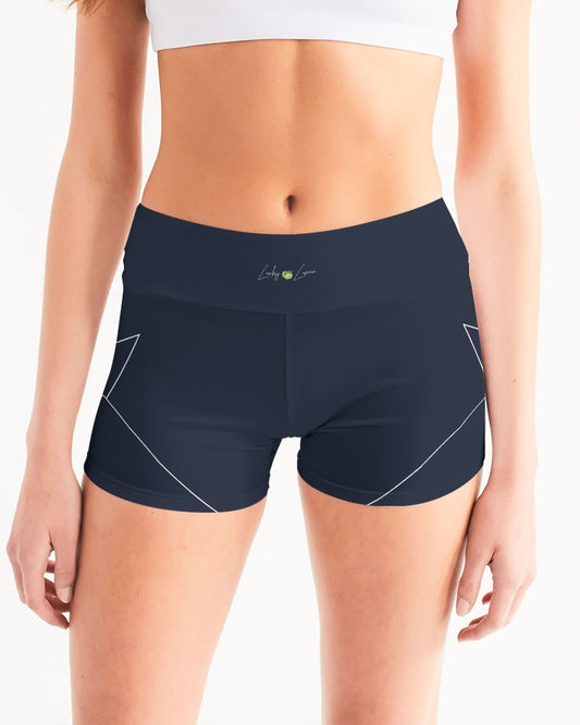 Lucky Lime Navy  Geometric Women's Mid-Rise Yoga Shorts