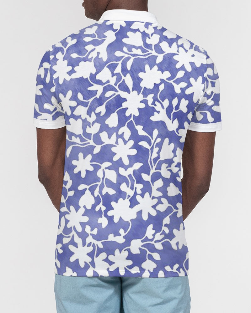 Camo Flower Sky Men's Slim Fit Short Sleeve Polo