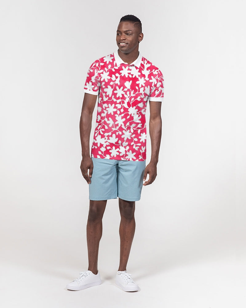 Camo Flower Flame Men's Slim Fit Short Sleeve Polo