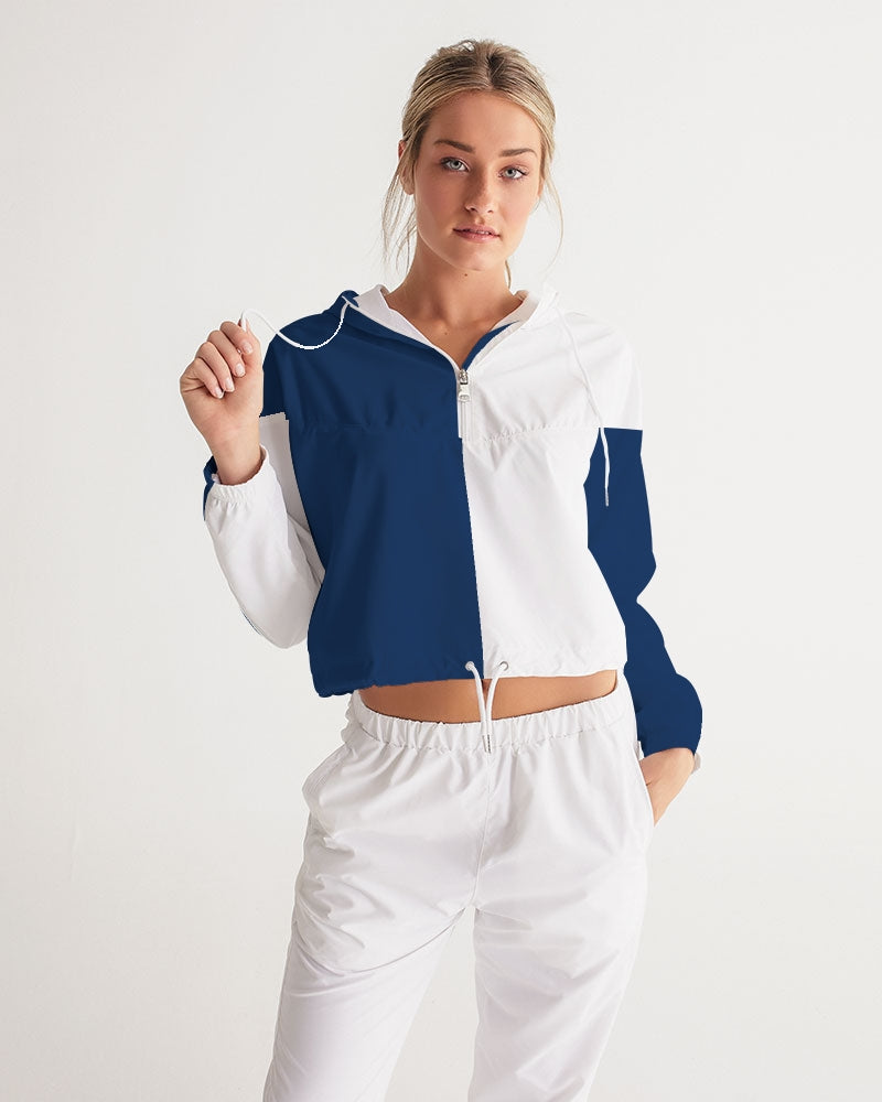 Blocks Navy Seas Women's Cropped Windbreaker