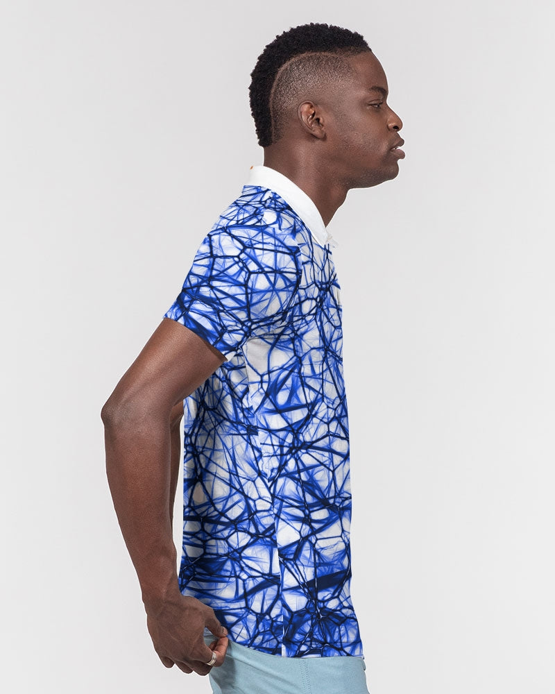 Wired Blue Men's Slim Fit Short Sleeve Polo from Vluxe by Lucky Nahum