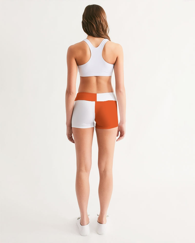 Blocks Saucy Red Women's Mid-Rise Yoga Shorts