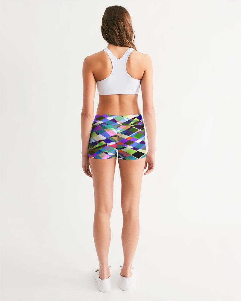 Oslo Multi Color Women's Mid-Rise Yoga Shorts