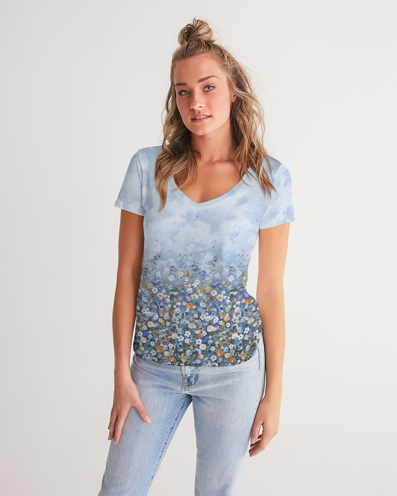 Floral Heavens Women's V-Neck Tee