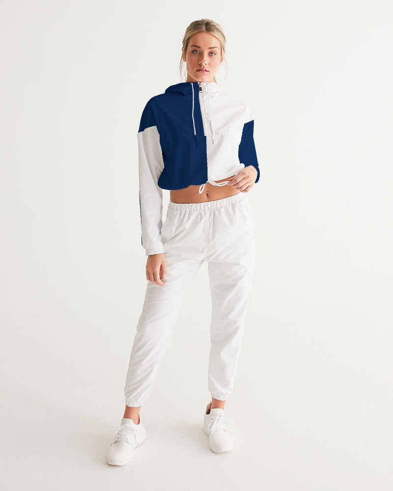Blocks Navy Seas Women's Cropped Windbreaker