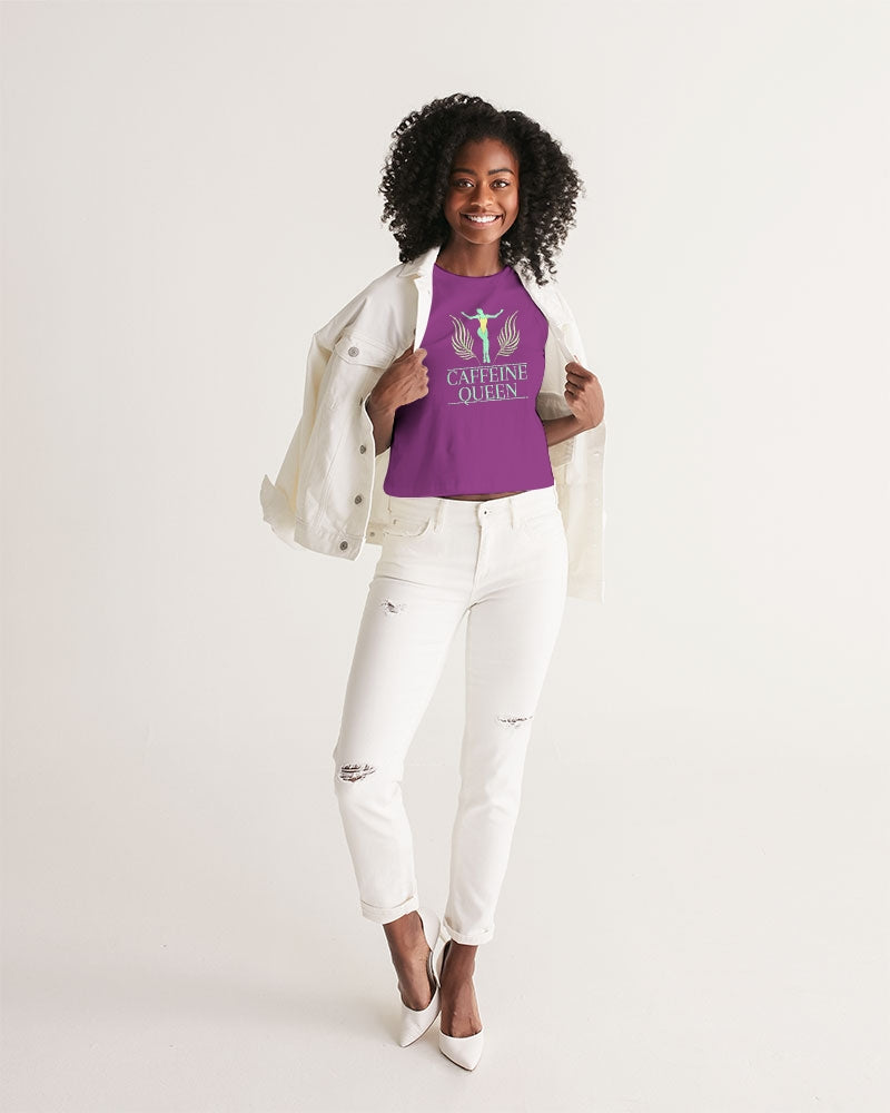 Caffeine Queen Purple Women's Cropped Tank