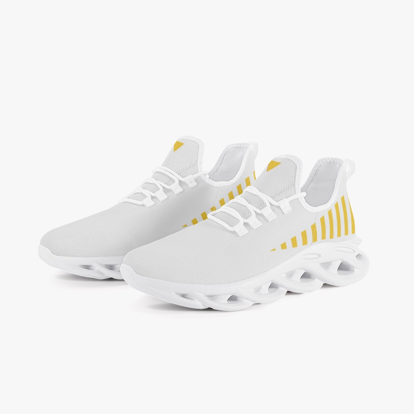 Vluxe Bounce Mesh Knit Sneakers - White/Yellow
