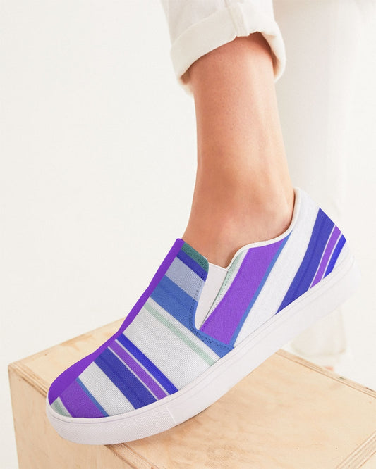 Split Personality Stripe Purple Women's Slip-On Canvas Shoe