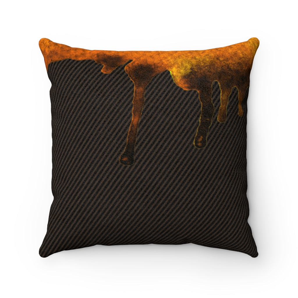 Dripped Coffee Leather Faux Suede Square Pillow from Vluxe by Lucky Nahum