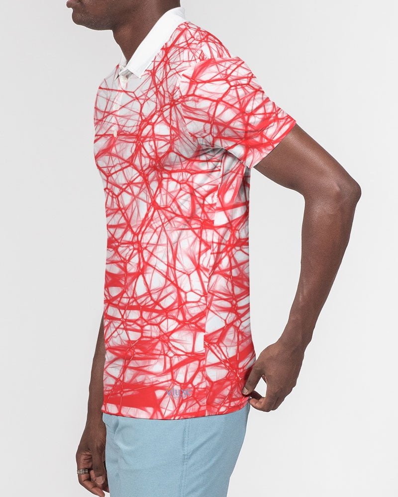 Wired Red Men's Slim Fit Short Sleeve Polo from Vluxe by Lucky Nahum