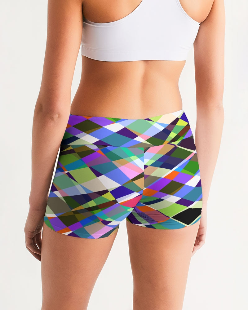 Oslo Multi Color Women's Mid-Rise Yoga Shorts