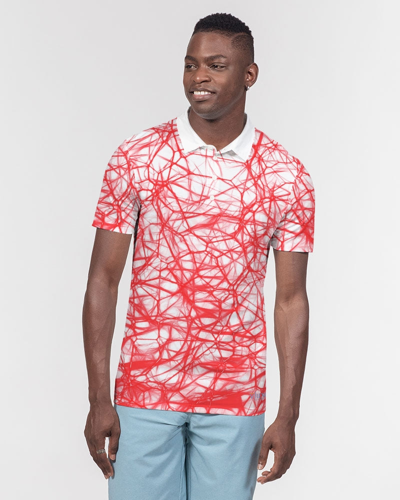 Wired Red Men's Slim Fit Short Sleeve Polo from Vluxe by Lucky Nahum