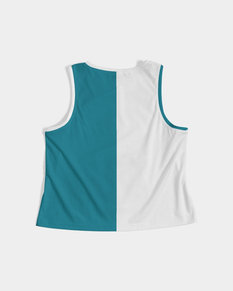Blocks Sea Shore Blue Women's Cropped Tank