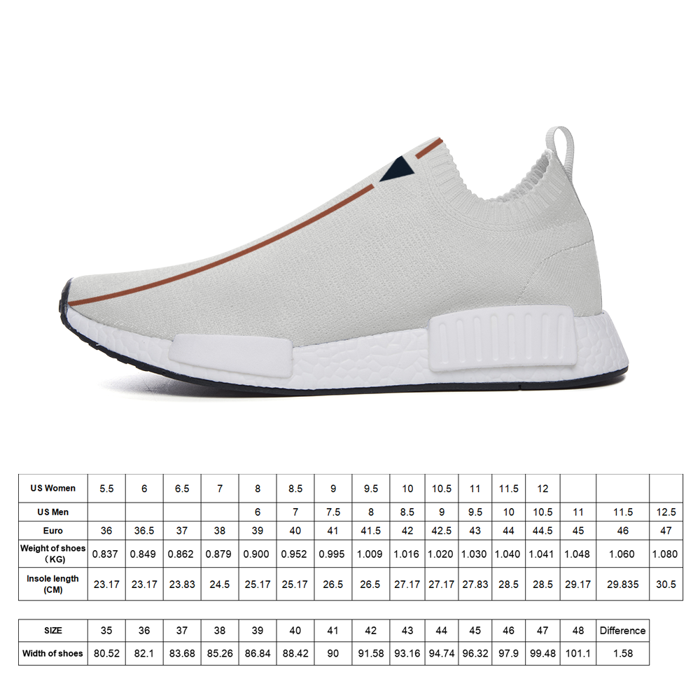 Split White-Red Unisex Slip On Walking Shoes Lightweight Sneakers from Vluxe by Lucky Nahum