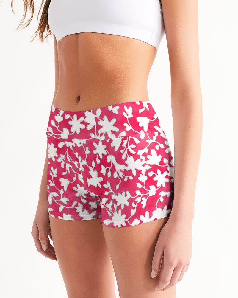Camo Flower Flame Women's Mid-Rise Yoga Shorts | Always Get Lucky