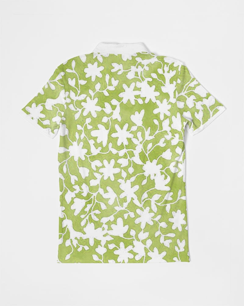 Camo Flower Grass Men's Slim Fit Short Sleeve Polo