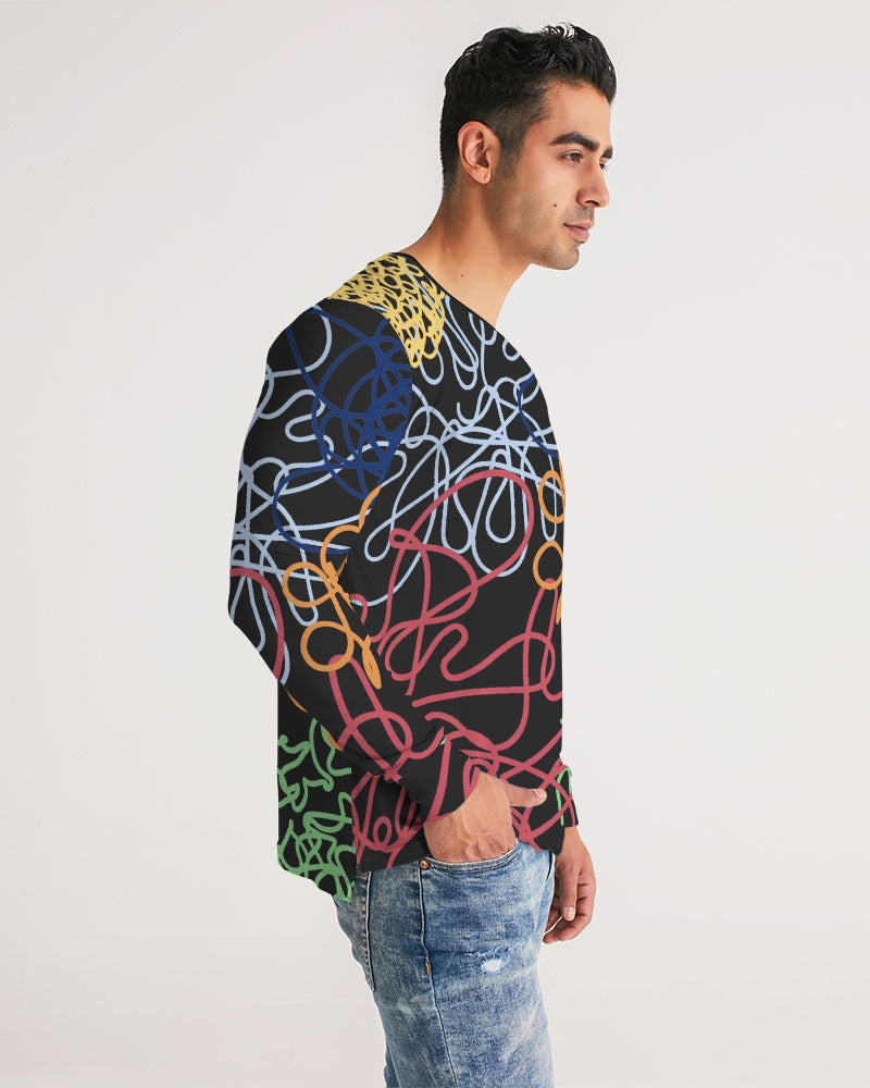 Lucky Scribble Black Men's Long Sleeve Tee