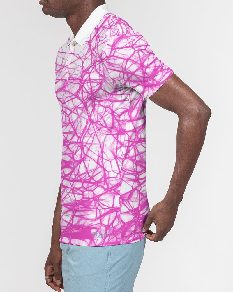Wired Pink Men's Slim Fit Short Sleeve Polo from Vluxe by Lucky Nahum