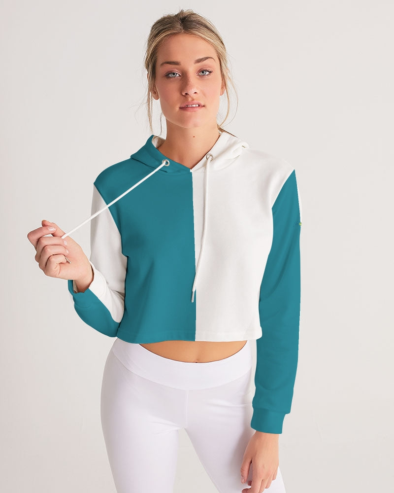 Blocks Sea Shore Blue Women's Cropped Hoodie