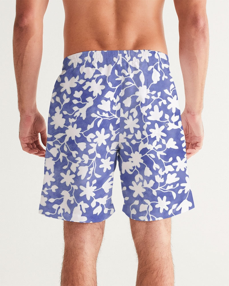 Camo Flower Sky Men's Swim Trunk