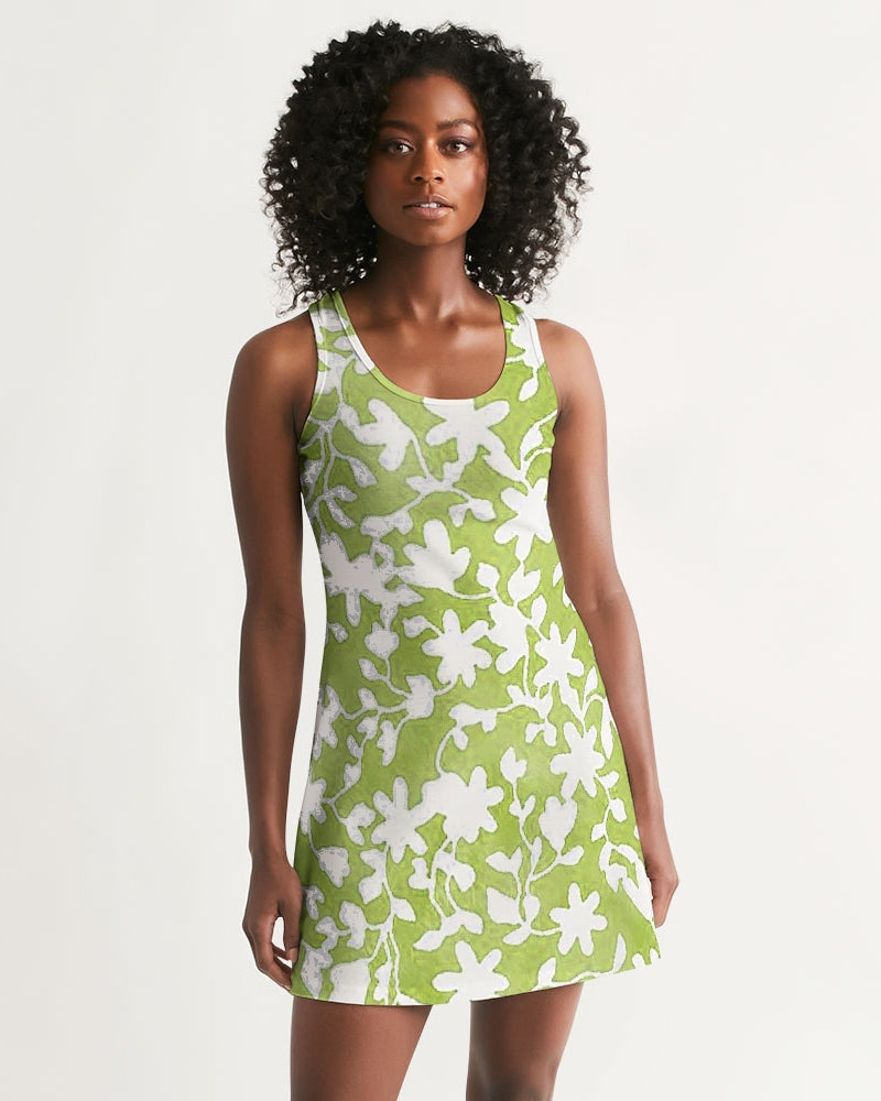 Camo Flower Grass Women's Racerback Dress