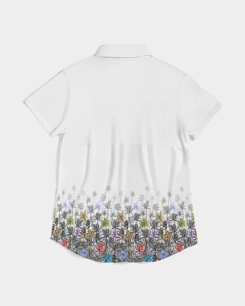 Tropical Winds Women's Short Sleeve Button Up | Always Get Lucky