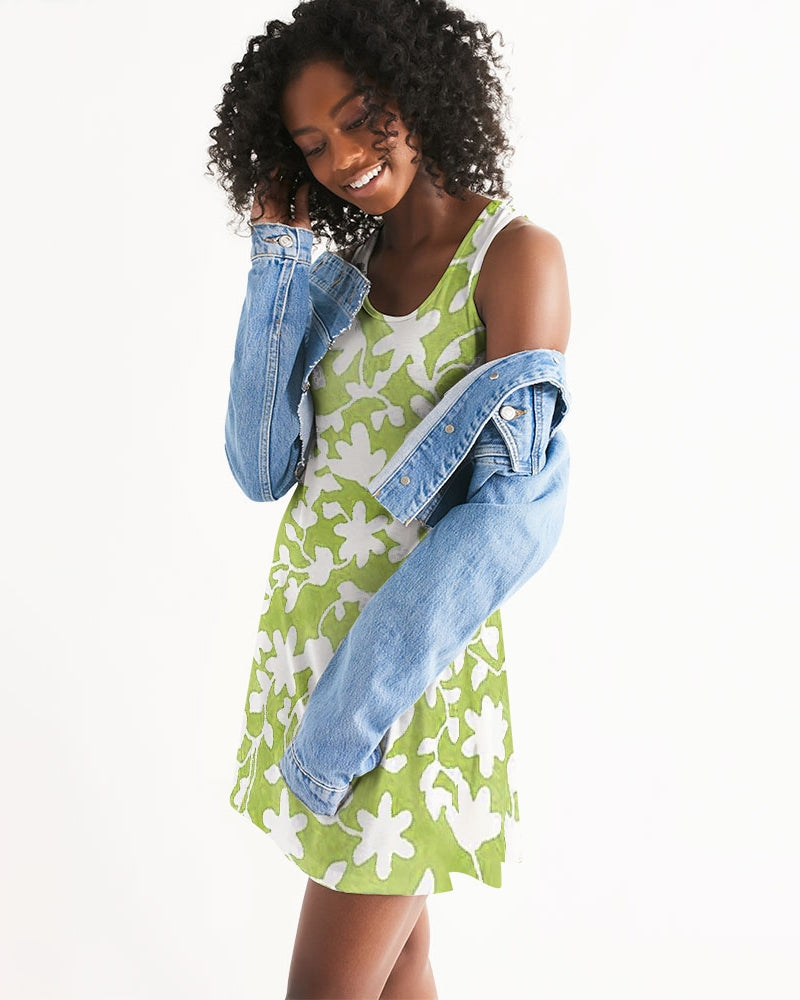 Camo Flower Grass Women's Racerback Dress