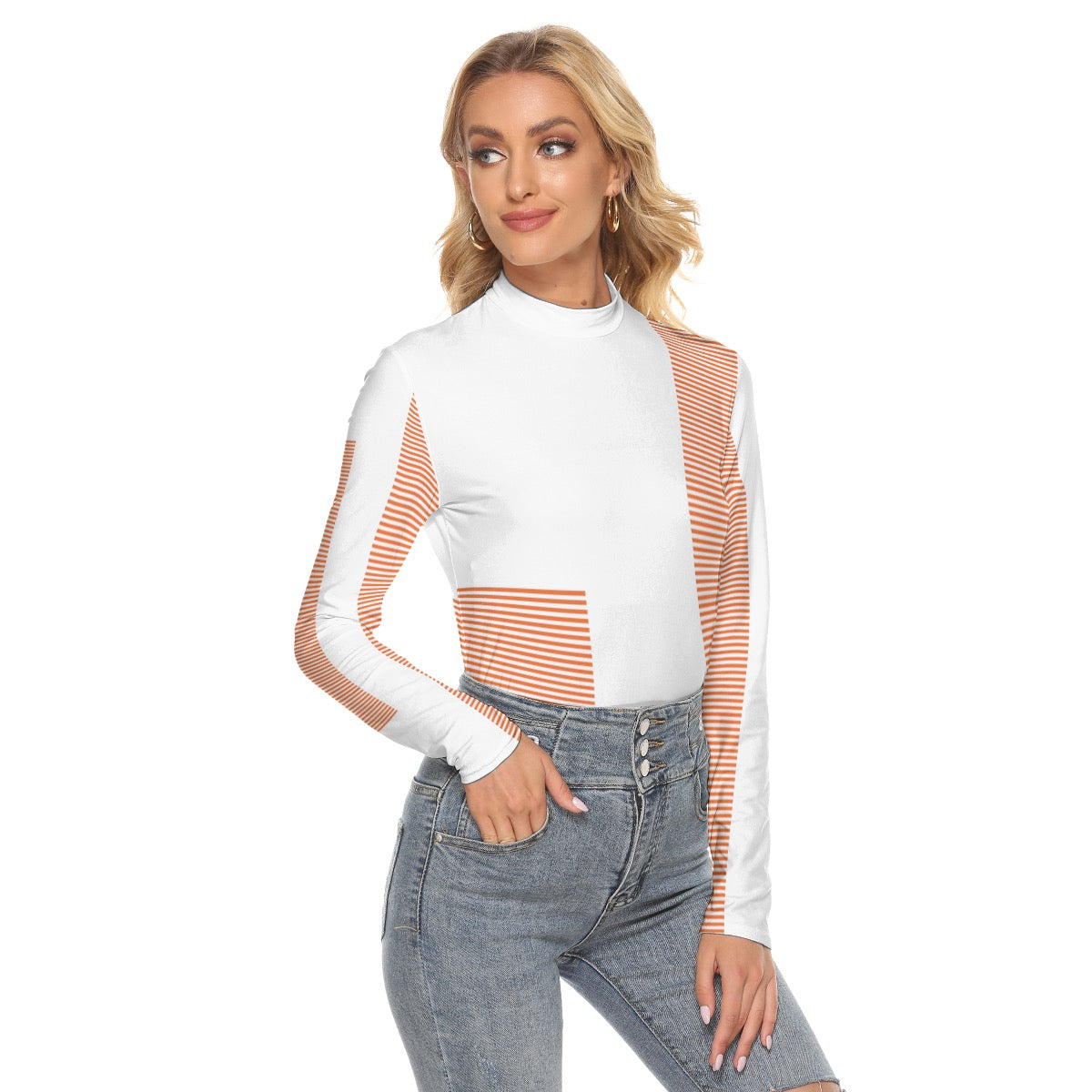 Lucerne Super Comfort Orange Women's Stretchable High Neck Top