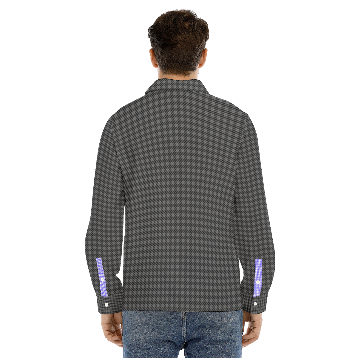Black Printed Twill Checkmate Men's Buttonup Shirt