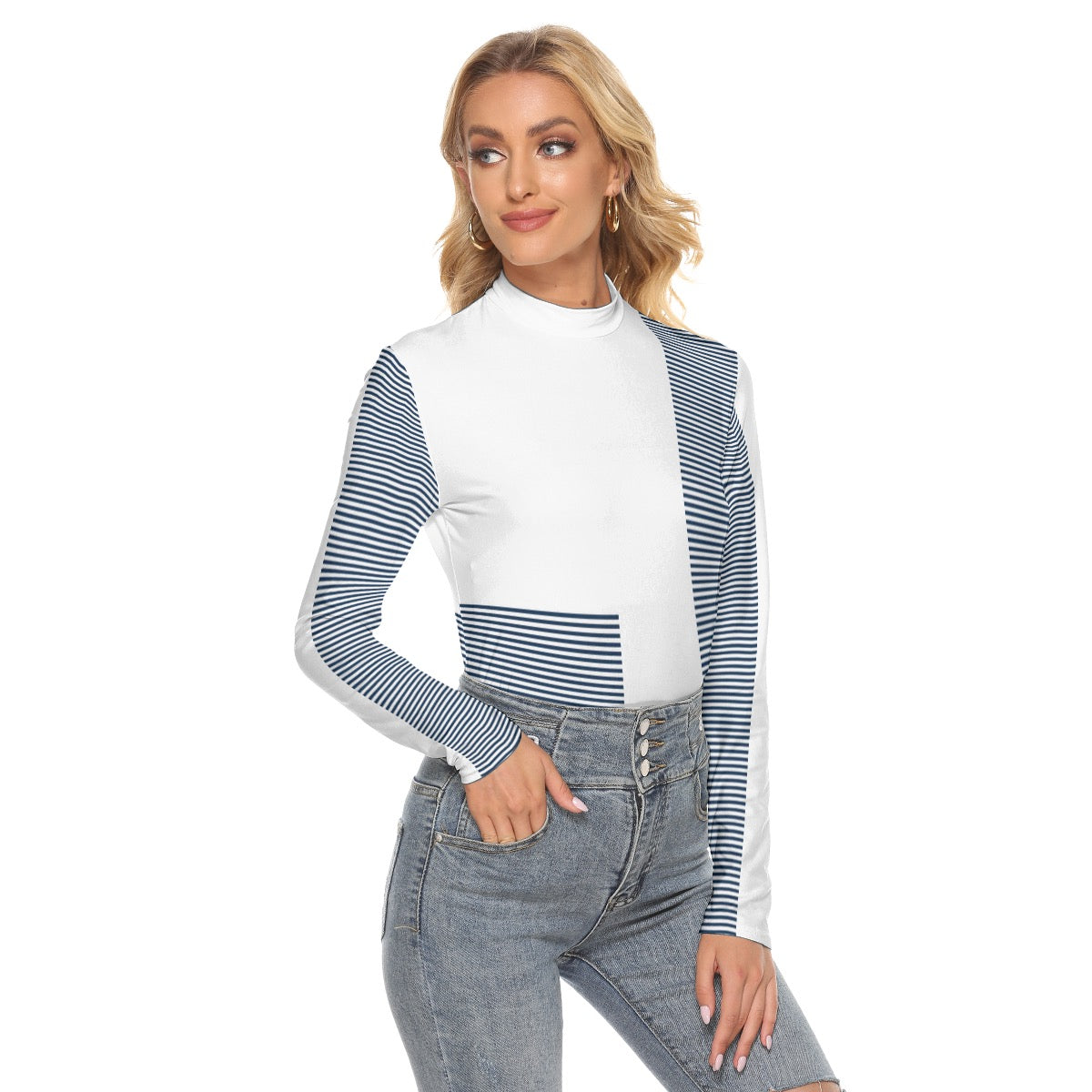 Lucerne Super Comfort Navy Women's Stretchable High Neck Top