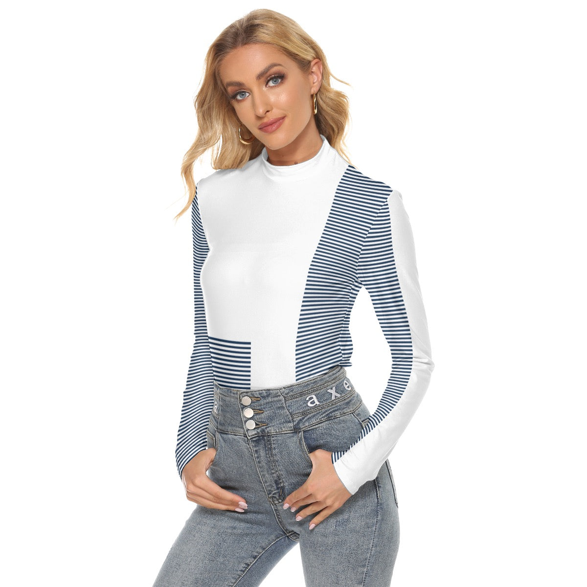 Lucerne Super Comfort Navy Women's Stretchable High Neck Top