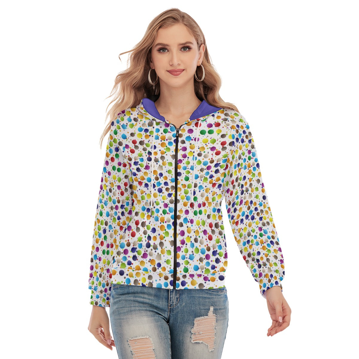 Happiness Women's Raglan Sleeve Hoodie With Zipper Closure