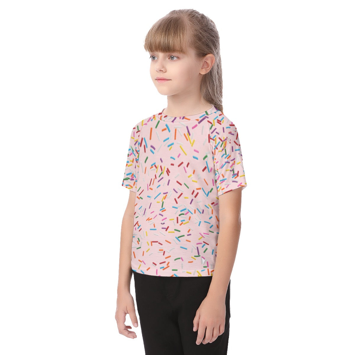 Sprinkles Pink All-Over Print Kid's Raglan Sleeve T-shirt