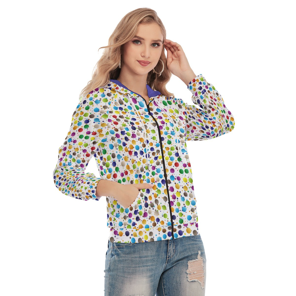 Happiness Women's Raglan Sleeve Hoodie With Zipper Closure
