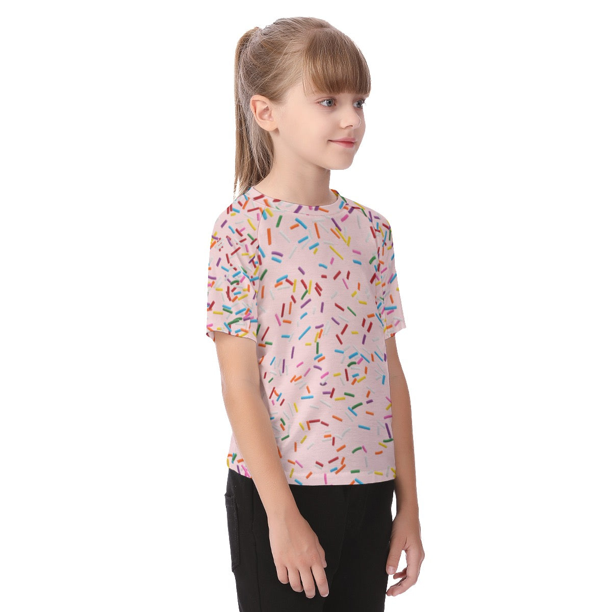 Sprinkles Pink All-Over Print Kid's Raglan Sleeve T-shirt