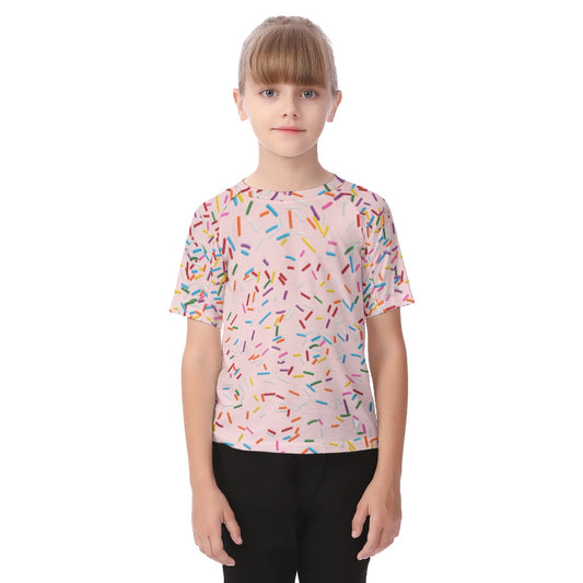 Sprinkles Pink All-Over Print Kid's Raglan Sleeve T-shirt