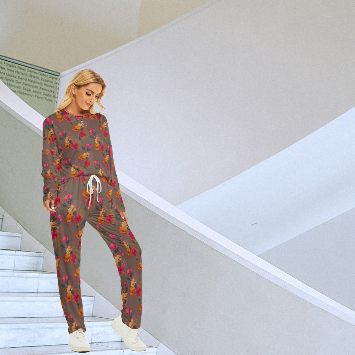 Flower Bed All-Over Print Women's Pajama Suit