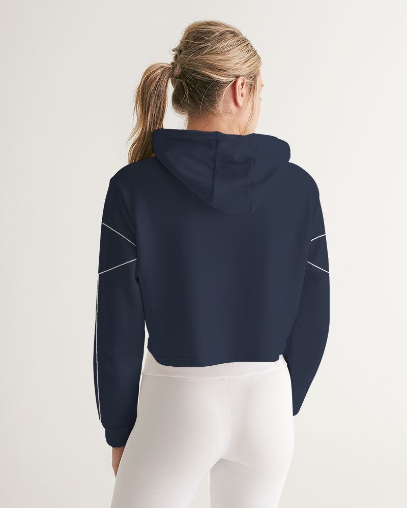 Lucky Lime Navy Geometric Women's Cropped Hoodie
