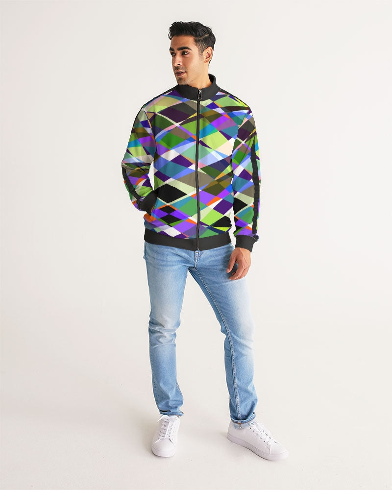 Oslo Multi Color Men's Stripe-Sleeve Track Jacket