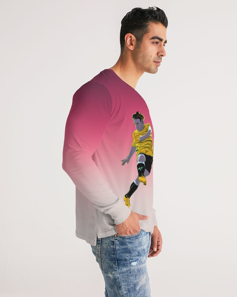 Kick It Red Men's Long Sleeve Tee | Always Get Lucky