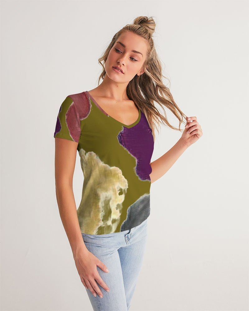 Splash Olive Women's V-Neck Tee | Always Get Lucky