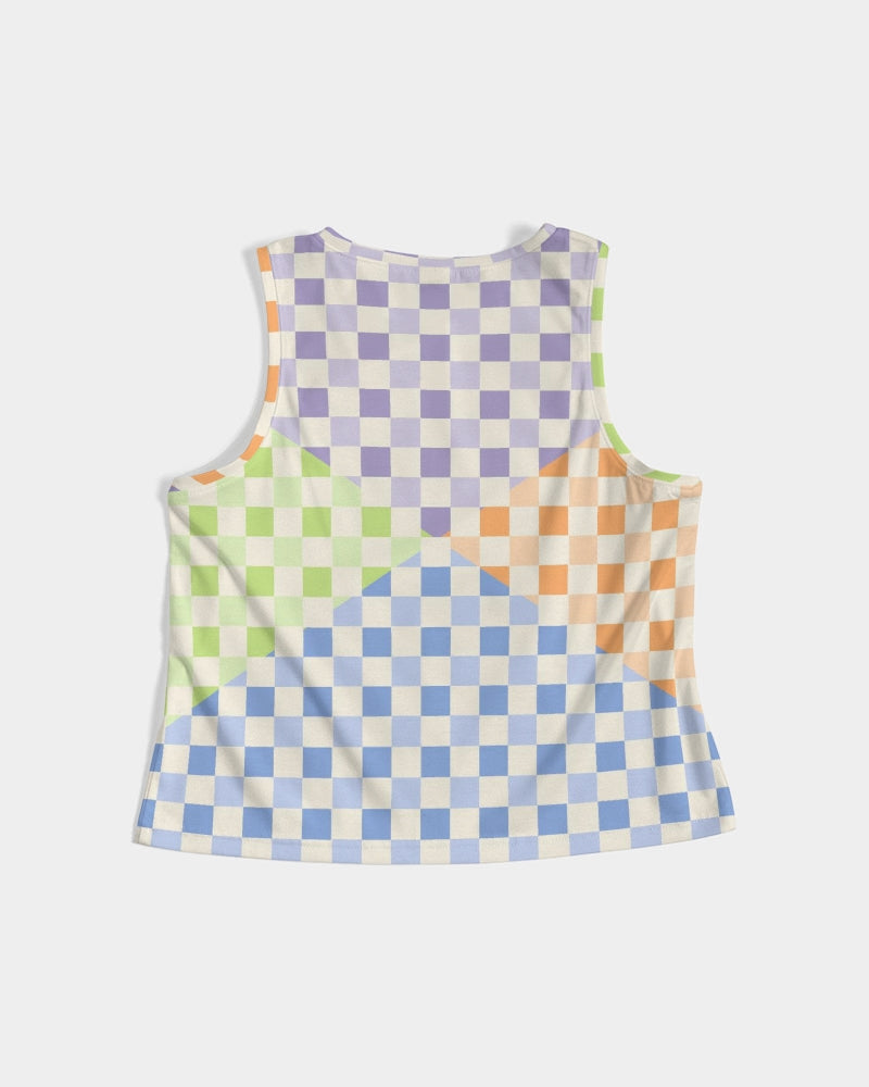Criss Cross Check Multi Women's Cropped Tank