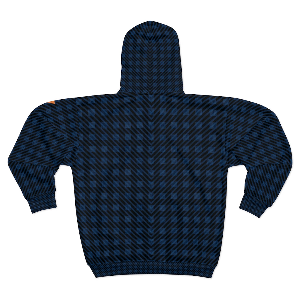 Viano Check Navy Unisex Zipped Hoodie | Always Get Lucky