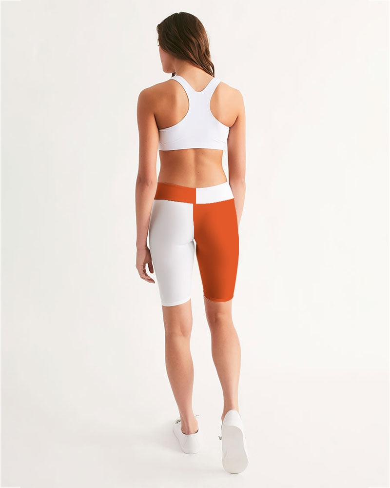 Blocks Saucy Red Women's Mid-Rise Bike Shorts