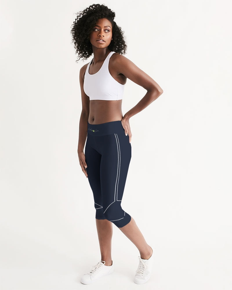 Lucky Lime Navy Geometric Women's Mid-Rise Capri