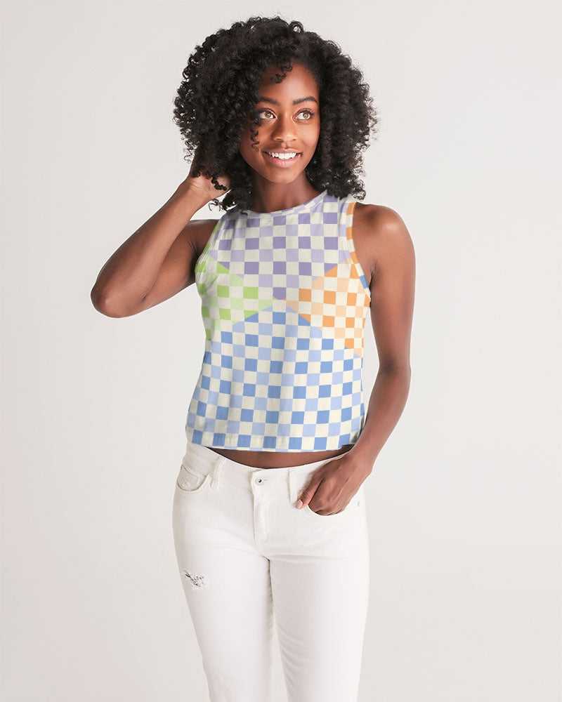 Criss Cross Check Multi Women's Cropped Tank