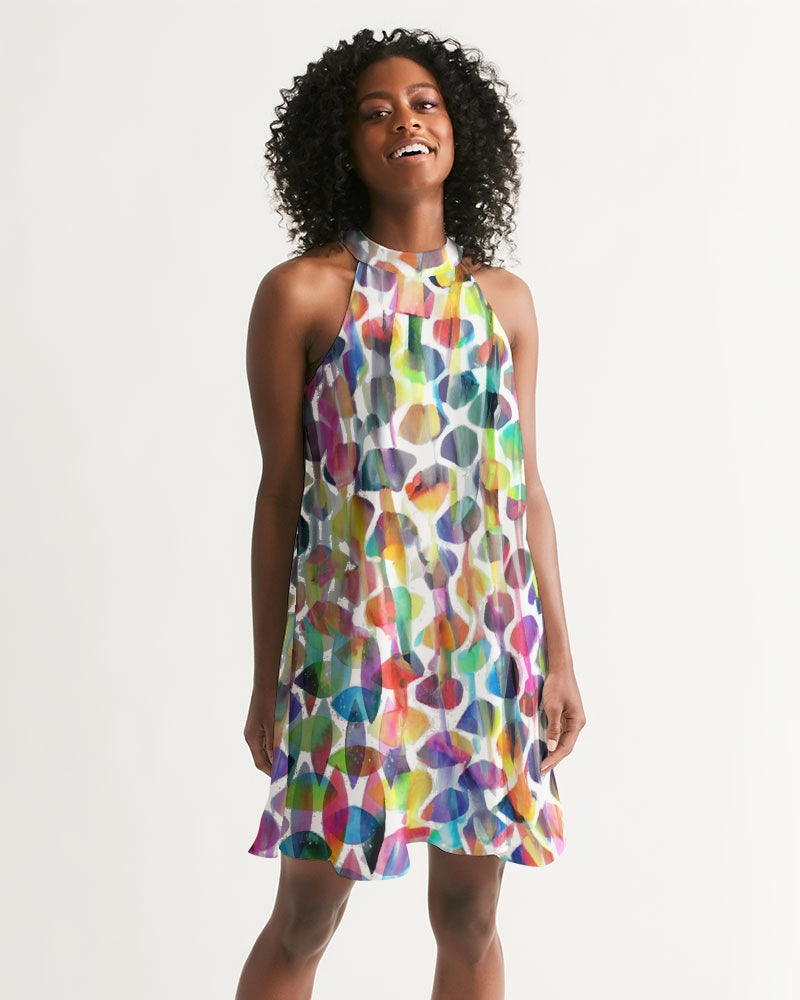 Vieste Women's All-Over Print Halter Dress