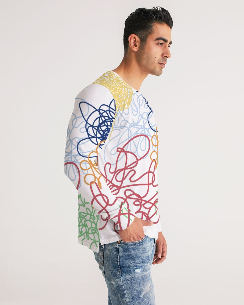 Lucky Scribble White Men's Long Sleeve Tee